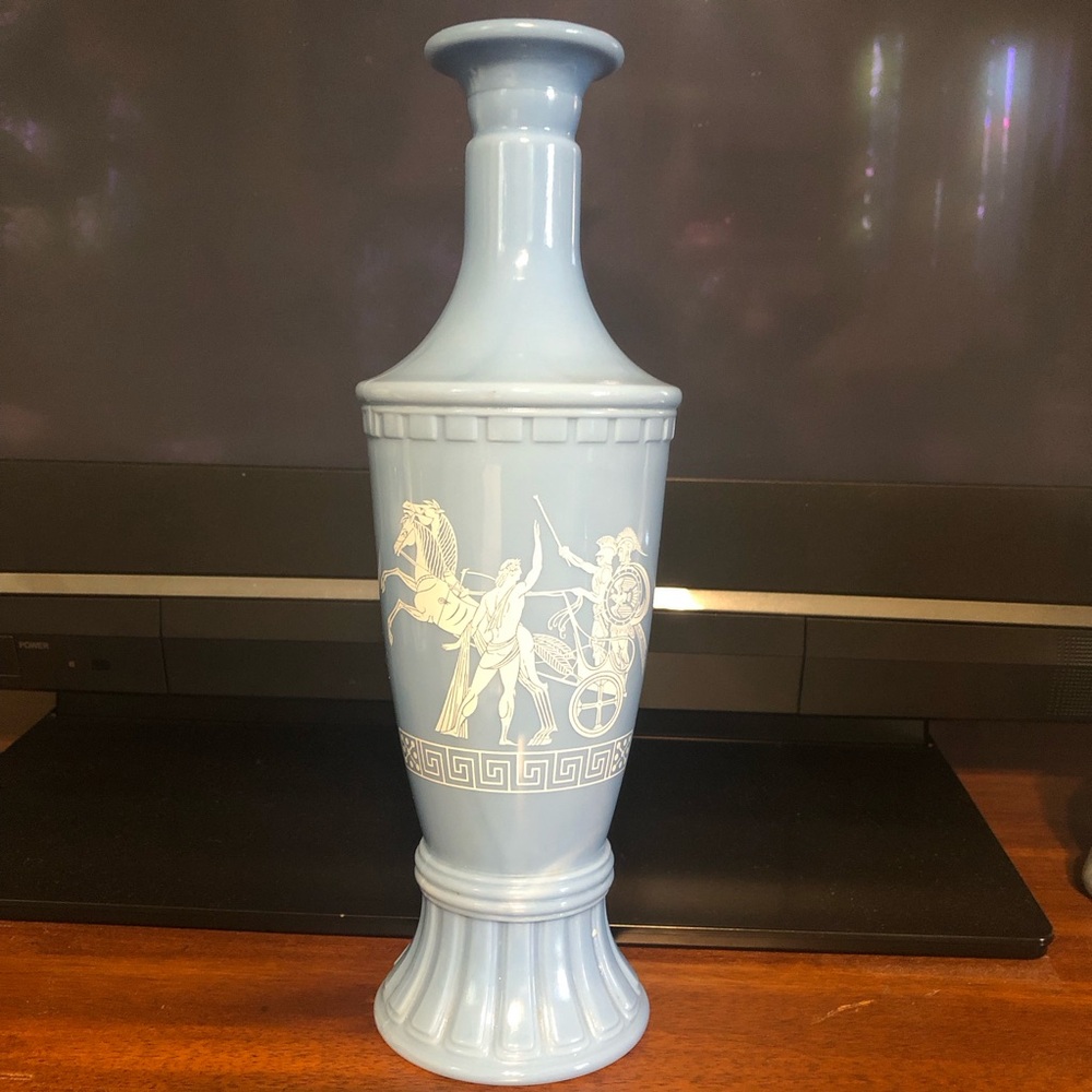 Vintage 1960 Jim Bean Grisel Chariots Blue Milk Vase